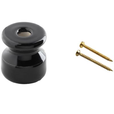 Black porcelain insulator with brass screw