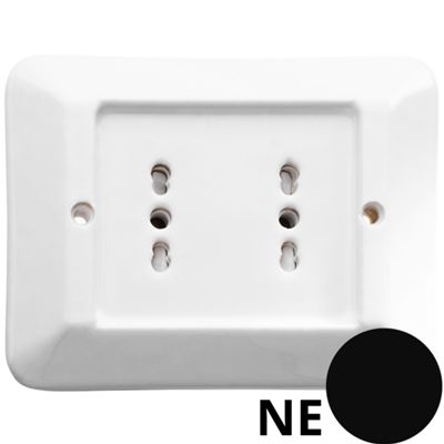 Delux Color - plaque en porcelaine noire avec 2 prises va-et-vient 