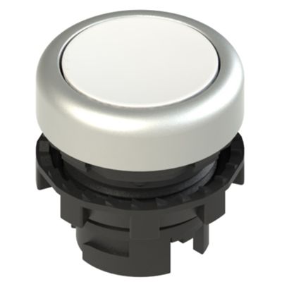 Pizzato E2 1PU2R2290 – pulsante bianco ghiera cromo