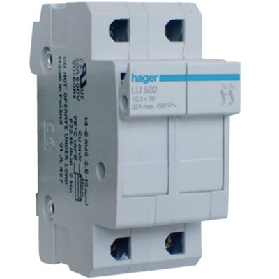 Hager LU502 - Portafusibles desconectador 2P 30A 2M
