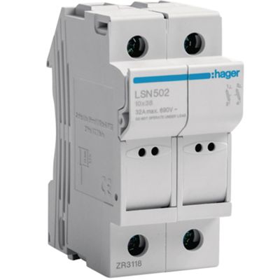 Hager LSN502 - Portafusibles desconectador 2P 32A 2M