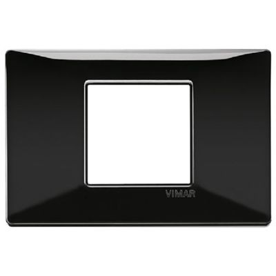 Plana - plaque en technopolymère noir avec 2 emplacements centraux