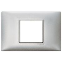 Plana - placa de metal con 2 plazas centrales en plata metalizada