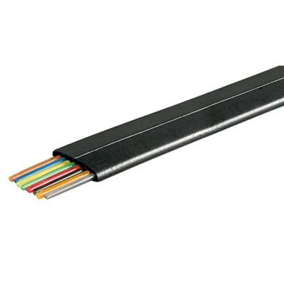 Cable telefónico plano de 8 hilos negro