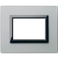 Serie 44 - placca Vera 44  in vetro 3 posti grigio argentato