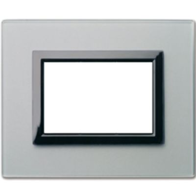 Serie 44 - placca Vera 44  in vetro 3 posti grigio argentato