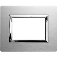 Serie 44 - placca Vera 44  in alluminio 3 posti alluminio naturale spazzolato
