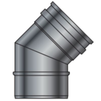 GBD PLG45-200 - Coude 45° simple paroi en acier inoxydable 200