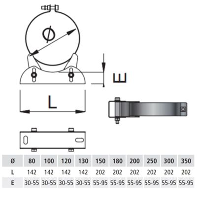 GBD PLSR-100 - Support mural réglable en acier inoxydable 100