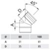 GBD N/PLG45-100 - 45° bend 100 black stainless steel single wall