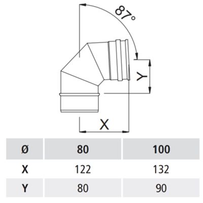 GBD N/PLG87-100 - 87° elbow 100 black stainless steel single wall