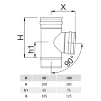 GBD N/PLT87F-80 - 90° 80 single-wall black stainless steel tee