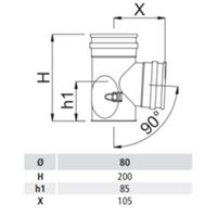 GBD N/PLT87ISP-80 - tee 90° 80 inox nero monoparete ispezionabile