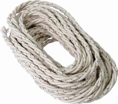 Ivory cotton braided cable 3G2.5 - 50m