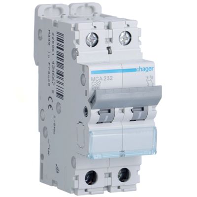 Hager MCA232 - interruptor magnetotérmico 2P C32 6KA 2M