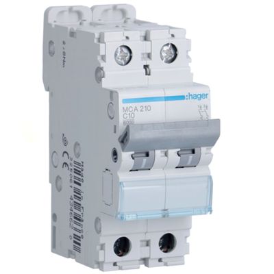 Hager MCA210 - magnetotermico 2P C10 6KA 2M