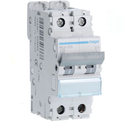 Hager MCA225 - interruptor magnetotérmico 2P C25 6KA 2M