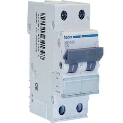 Hager MYN520 - disjoncteur 1P+N C20 4,5KA 2M
