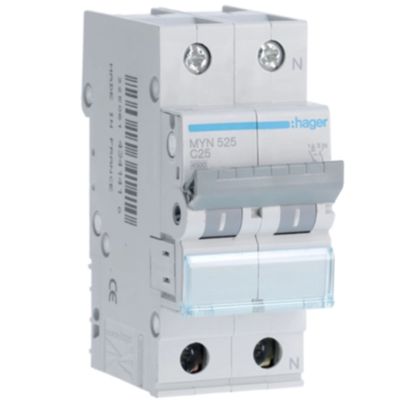 Hager MYN525 - circuit breaker 1P+N C25 4.5KA 2M