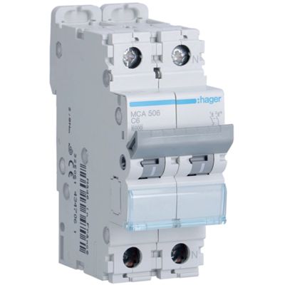 Hager MCA506 - magnetotermico 1P+N C6 6KA 2M