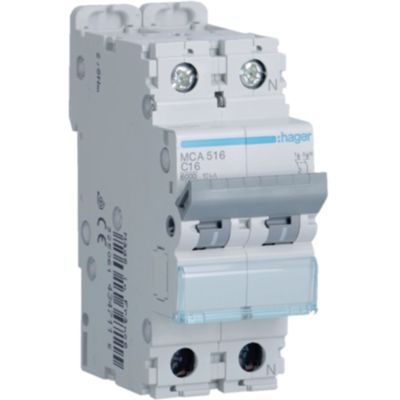 Hager MCA516 - disyuntor 1P+N C16 6KA 2M