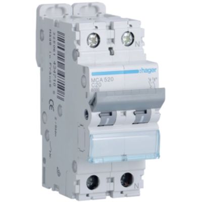 Hager MCA520 - disyuntor 1P+N C20 6KA 2M
