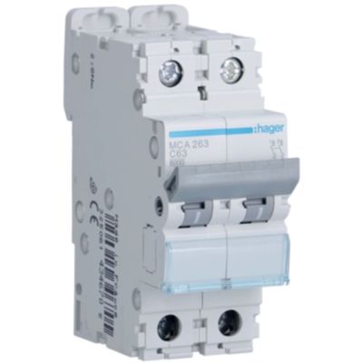 Hager MCA263 - Disjoncteur 2P C63 6KA 2M