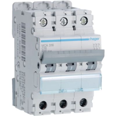 Hager MCA316 - Disyuntor 3P C16 6KA 3M