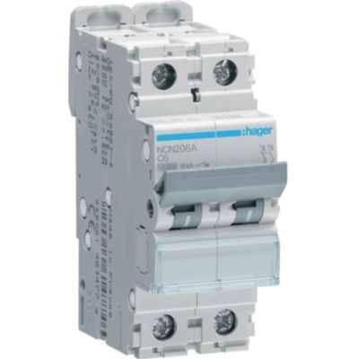 Disjoncteur Hager NCN206A - 2P C6 10KA 2M