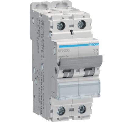 Disyuntor Hager NRN206 - 2P C6 25KA 2M