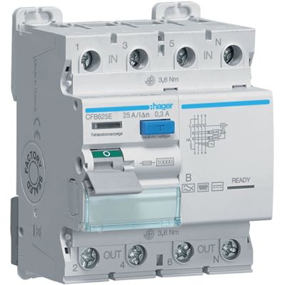 Hager CFB625E - différentiel 4P 25A 0.3AB