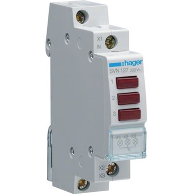 Hager SVN127 - Luz indicadora de CA con triple LED rojo