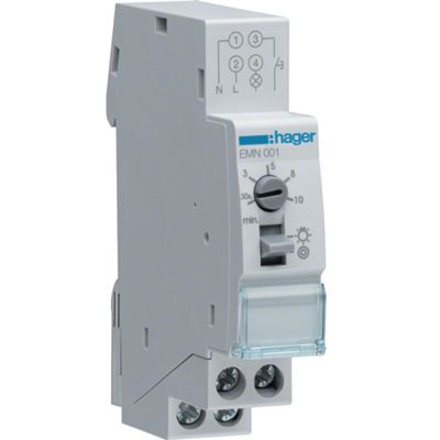 Hager EMN001 - Minuterie d'éclairage d'escalier 1 contact 16A