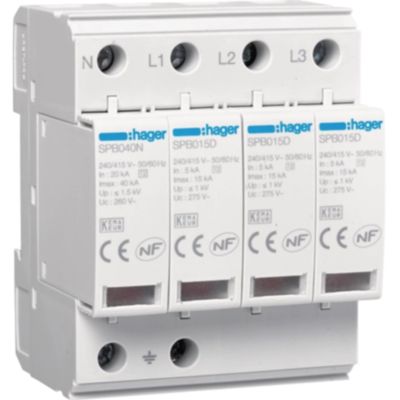 Hager SPB415D - Parafoudre 4P 15 kA T2