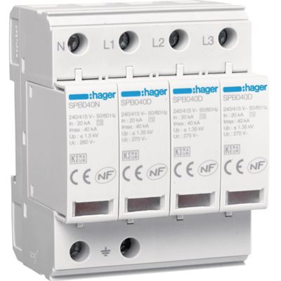 Hager SPB440D - Parafoudre 4P 40 kA T2