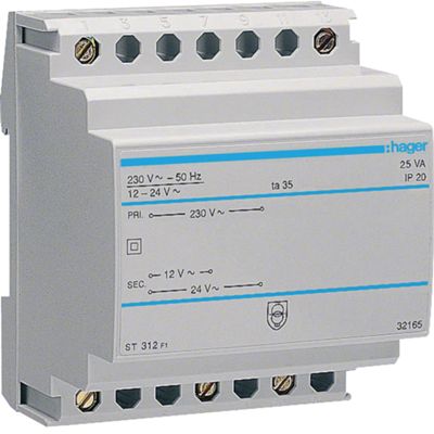 Hager ST312 - transformer 25W 230V 12-24V