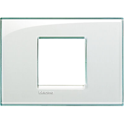 LivingLight - square Kristall plate in technopolymer with 2 central aquamarine modules