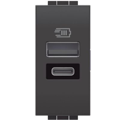 LivingLight Antracite - caricatore USB tipo A + C
