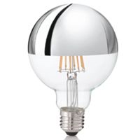 Ideal Lux 135526 - Bombilla globo de cúpula plateada E27 de 8 W y 3000 K