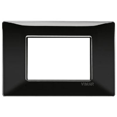 Plana - placa de tecnopolímero de 3 plazas negra