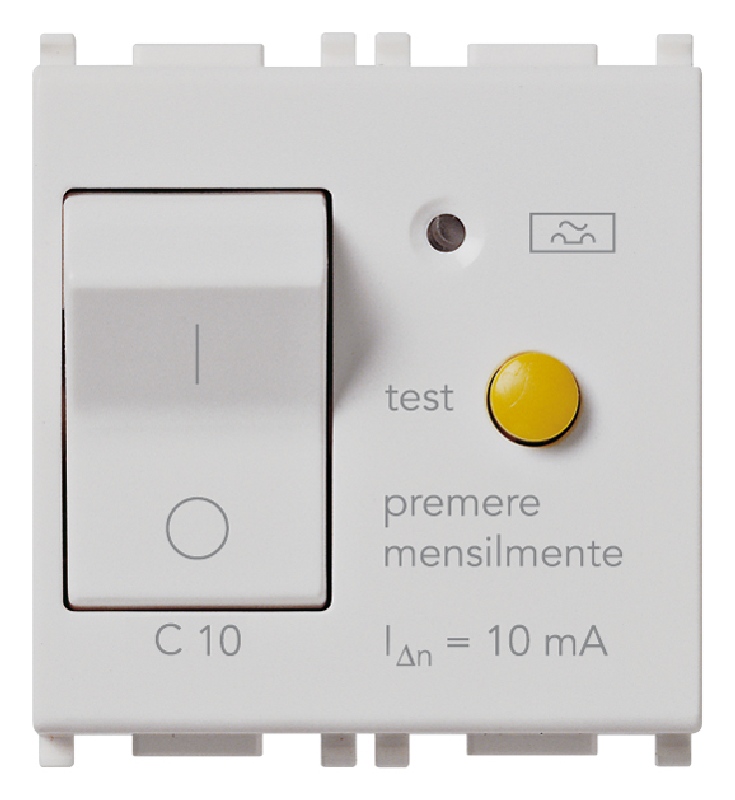 Plana Silver - Interrupteur différentiel thermomagnétique 1P+NC 10 In 0,01