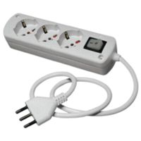 Multiple socket with 16A plug switch and 3 universal sockets