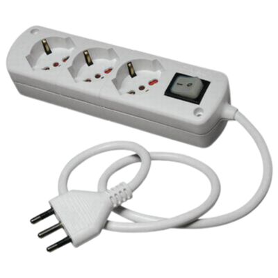 Multiple socket with 16A plug switch and 3 universal sockets