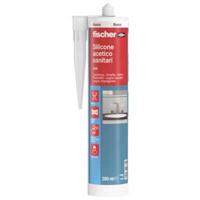 Fischer 9361 - Silicone sanitaire acétique blanc SAS BI 280 ml