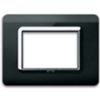 Serie 44 - placca Tecnopolimero 44 in plastica 3 posti nero assoluto cornice cromata