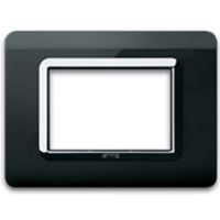 Serie 44 - placca Tecnopolimero 44 in plastica 3 posti nero assoluto cornice cromata