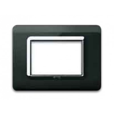 Series 44 - Technopolymer 44 plate in absolute black 3-place plastic with chromed frame