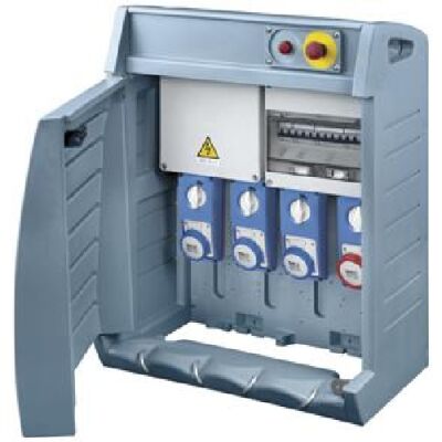 Wired panel for construction site ASC 4 sockets with Q-BOX4 power plug