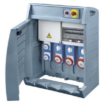 Wired panel for construction sites ASC 5 sockets with fixed power plug Q-BOX4
