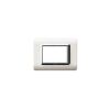 Series 44 - 44 technopolymer plate in plastic, 3 places, white RAL 9010, chromed frame